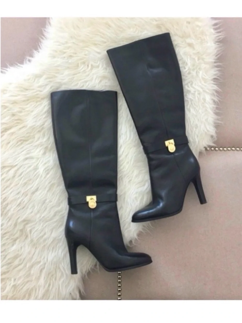 MICHAEL KORS Black Tall Leather Boots Size 7 1/2